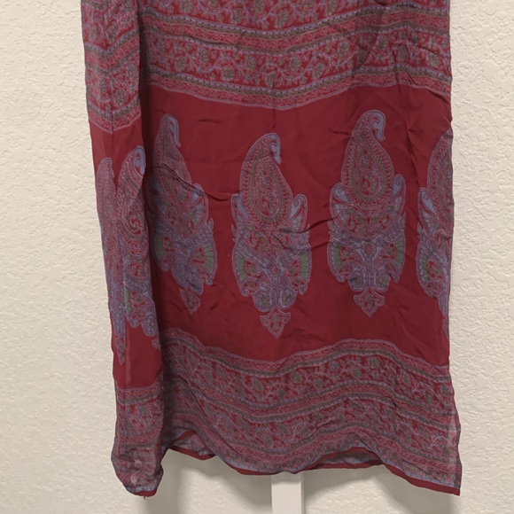 Y2K Free People Red Purple Boho Print Midi Skirt - Picture 3 of 8